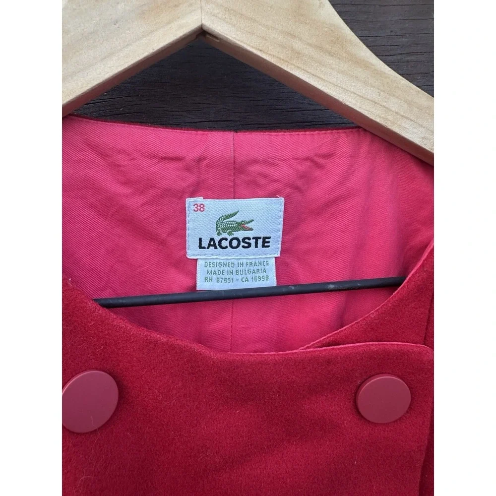 Lacoste Women's Red Wool‎ Pea Coat Size 38 (6)